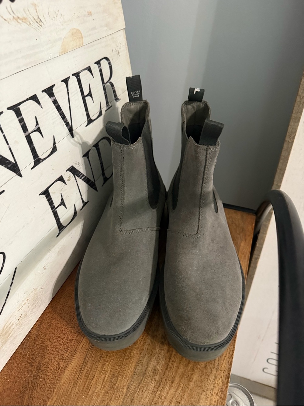 Sorel Gray Suede Chelsea Boots with Black Elastic